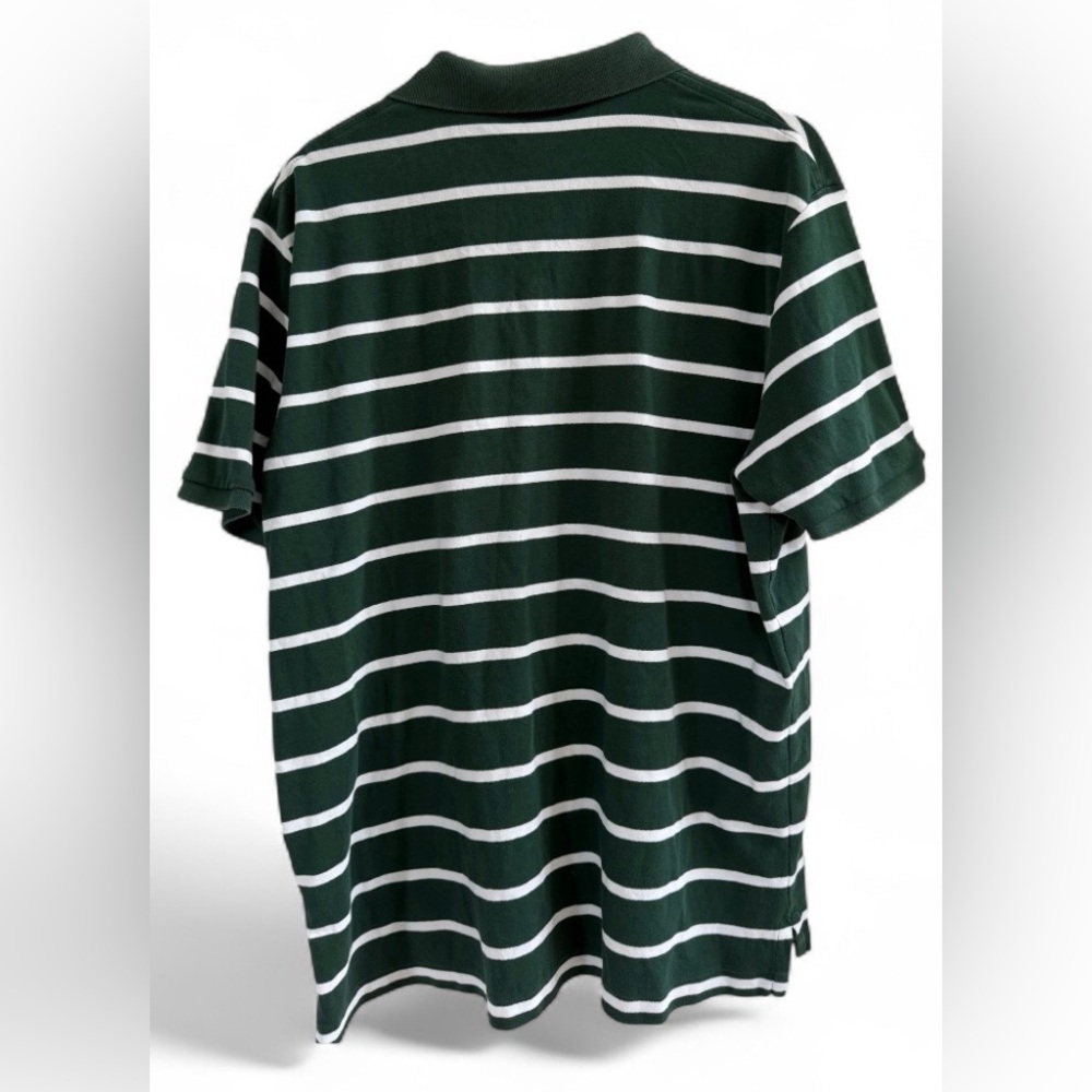 Polo by Ralph Lauren Dark Green and White Striped Polo Shirt- XL - Picture 3 of 3